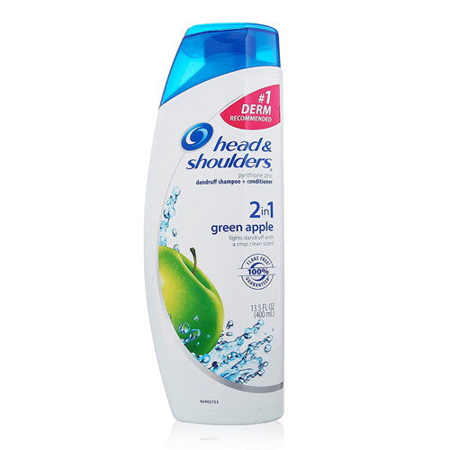Head And Shoulders 2 In 1 Dandruff Shampoo + Conditioner, Green Apple - 13.50 Oz